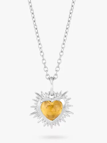 Rachel Jackson London Personalised Electric Love Birthstone Heart Sterling Silver Necklace - November - Citrine - Female