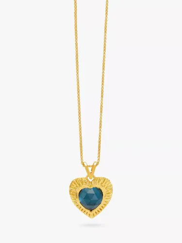 Rachel Jackson London Personalised Electric Love Heart Necklace, Gold/Topaz - Gold/Topaz - Female