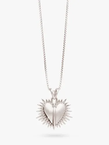 Rachel Jackson London Personalised Untamed Love Electric Art Deco Heart Necklace, Silver - Silver - Female