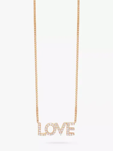 Rachel Jackson London Solid Gold and Diamond Love Necklace, Gold - Gold - Female
