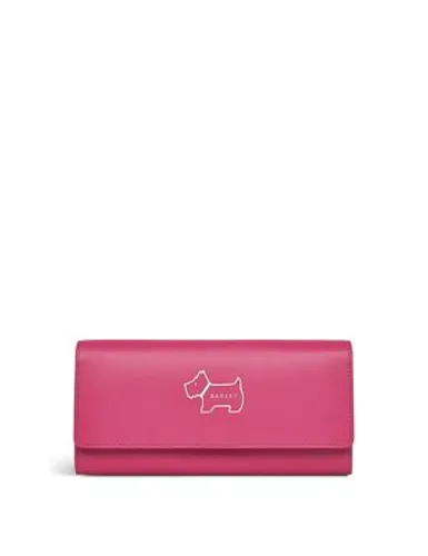 Radley Womens Heritage Dog Outline Leather Foldover Purse - Pink, Pink