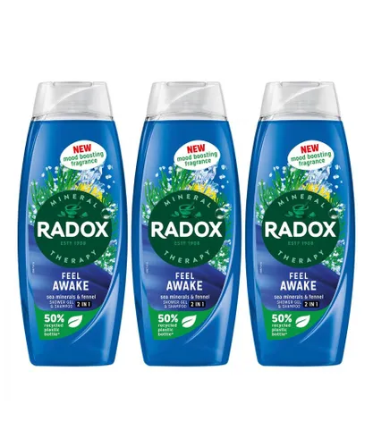Radox Mens Body Wash & Shampoo 2in1 Feel Awake Men with Fennel & Sea Minerals 450ml, 3 Pack - NA - One Size
