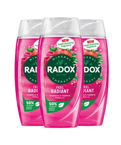 Radox Unisex Feel Radiant Shower Gel with Strawberry and Raspberry Fragrance 225ml, 3pk - One Size