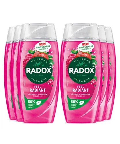 Radox Unisex Feel Radiant Shower Gel with Strawberry and Raspberry Fragrance 225ml, 6pk - One Size