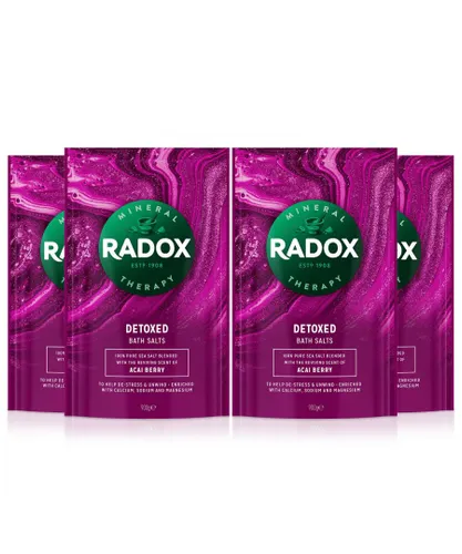 Radox Womens Bath Salts Detoxed Therapy, Acai Berry, 4 Packs of 900g - NA - One Size