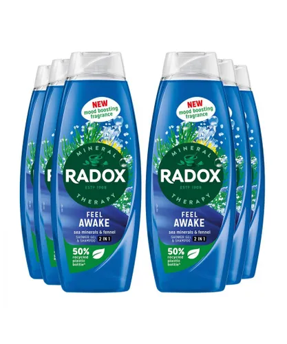 Radox Womens Body Wash & Shampoo 2in1 Feel Awake Men with Fennel & Sea Minerals 675ml, 6 Pack - NA - One Size