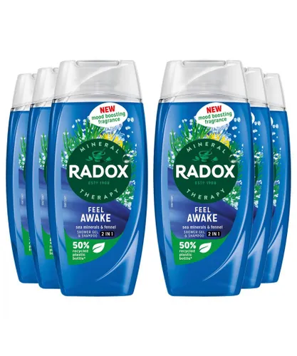 Radox Womens Body Wash & Shampoo 2in1 Feel Awake with Fennel & Sea Minerals, 225ml, 6 Pack - NA - One Size