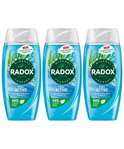 Radox Womens Mineral Therapy Shower Gel Feel Active with Sea Salt & Lemongrass, 225ml,3 Pack - NA - One Size