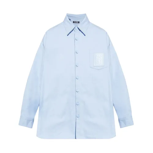 Raf Simons , Shirt with logo ,Blue male, Sizes: