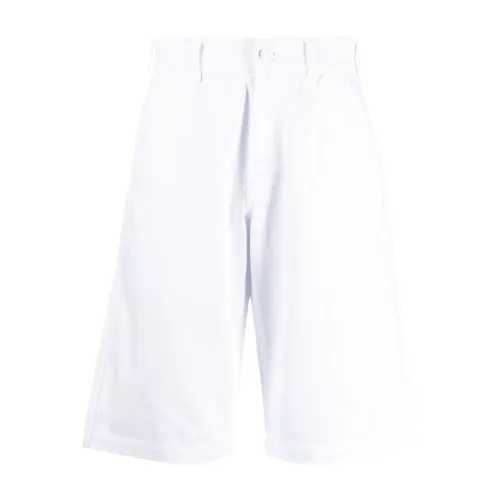 Raf Simons , White Knee-Length Denim Shorts ,White male, Sizes: