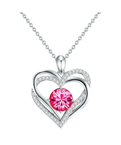 Rafaela Donata Womens Necklace with pendant sterling silver embellished swarovski crystals pink zirconia white - Size 40cm