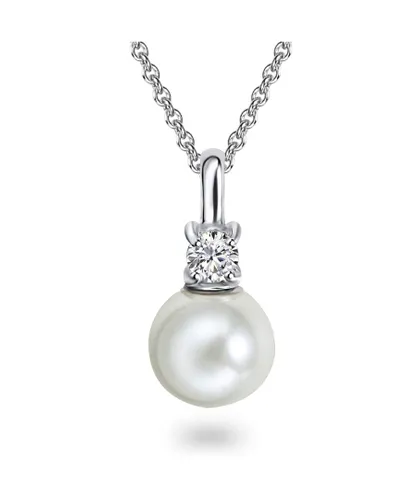 Rafaela Donata Womens Necklace with pendant sterling silver synthetic pearl white zirconia - Size 40cm
