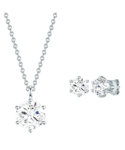 Rafaela Donata Womens Set (necklace + stud earring) sterling silver embellished with swarovski crystals white - One Size