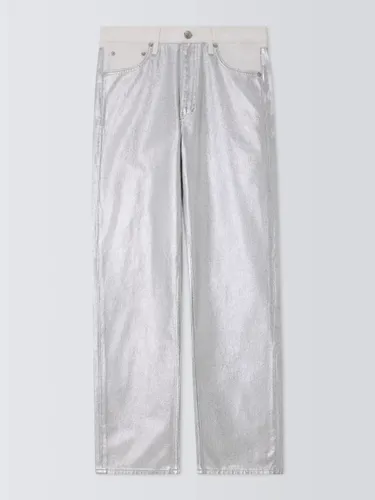 rag & bone Harlow Metallic Jeans, Silver - Silver - Female