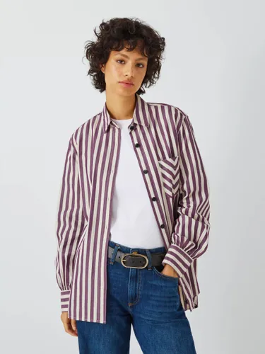 rag & bone Maxine Stripe Button Down Shirt, Purple - Purple - Female