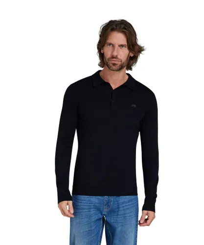 Raging Bull Mens Classic Knitted Polo - Black Cotton