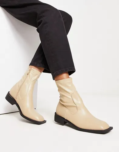 RAID Annelien square toe sock boots in oat milk - exclusive to ASOS-Neutral