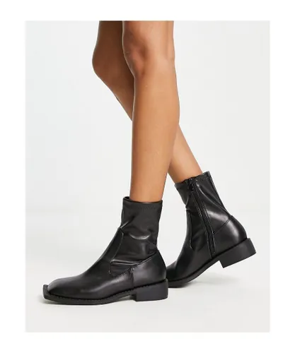 Raid Womens Annelien square toe sock boots in black - exclusive to ASOS