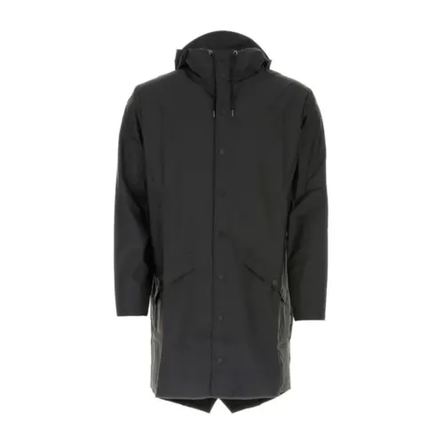 Rains , Long Jacket - Minimalist Raincoat with Adjustable Cuffs and Hidden Ventilation ,Black female, Sizes: