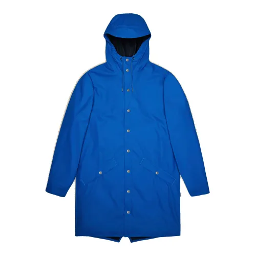 Rains , Long Jacket Wave Water-Resistant RainCoat ,Blue unisex, Sizes: