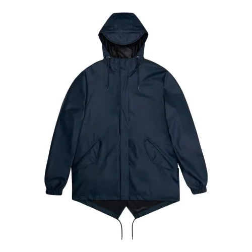 Rains , Minimalist Fishtail Jacket ,Blue male, Sizes:
