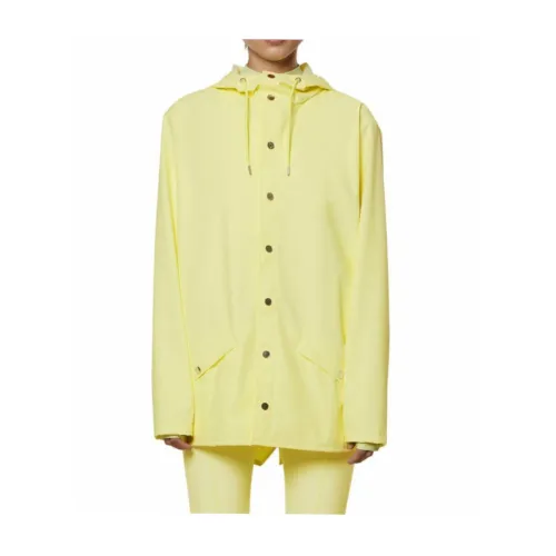 Rains , Unisex Rain Jacket - Contemporary Minimalist Design ,Yellow female, Sizes: