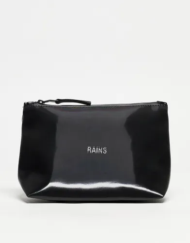 Rains waterproof cosmetic bag in shiny black