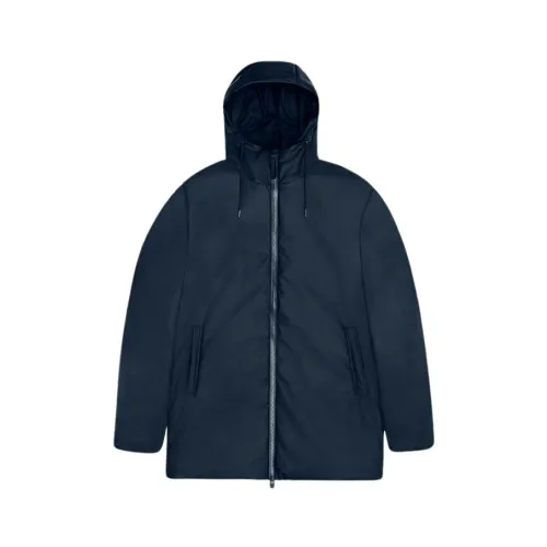 Rains , Waterproof Long Jacket with Adjustable Hood ,Blue male, Sizes: