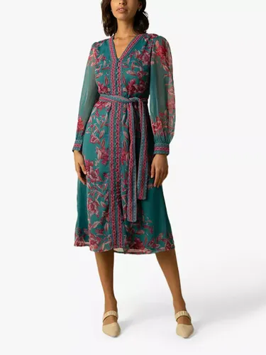 Raishma Naomi Floral Midi Dress - Turquoise - Female