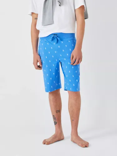 Ralph Lauren All-Over Pony Cotton Jersey Sleep Shorts, Blue/White - Blue/White - Male