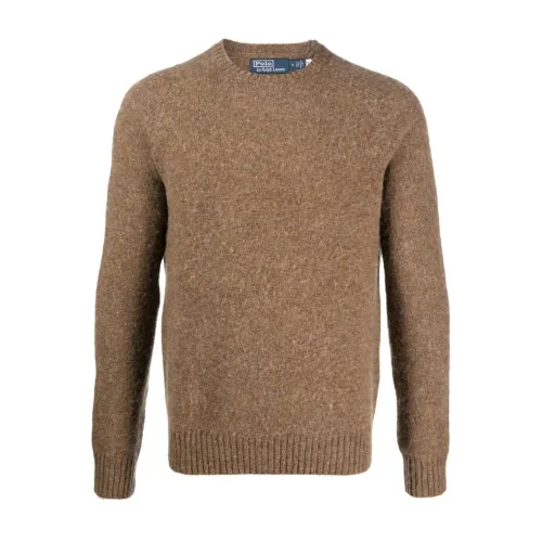 Ralph Lauren , Aviator Wool Sweater ,Brown male, Sizes:
