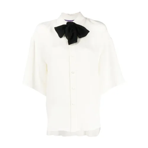 Ralph Lauren , Beige Silk Short Sleeve Blouse ,Beige female, Sizes: