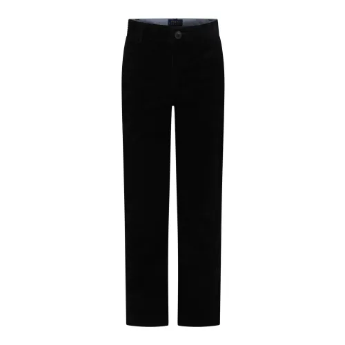 Ralph Lauren , Black Corduroy Trousers with Iconic Red Pony Embroidery ,Black unisex, Sizes: