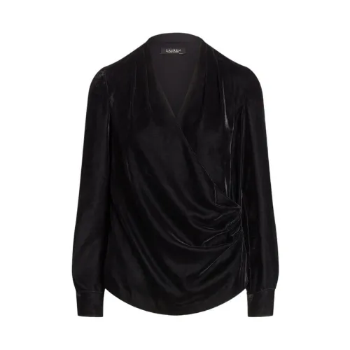 Ralph Lauren , Black Crossed Velvet Shirt ,Black female, Sizes: