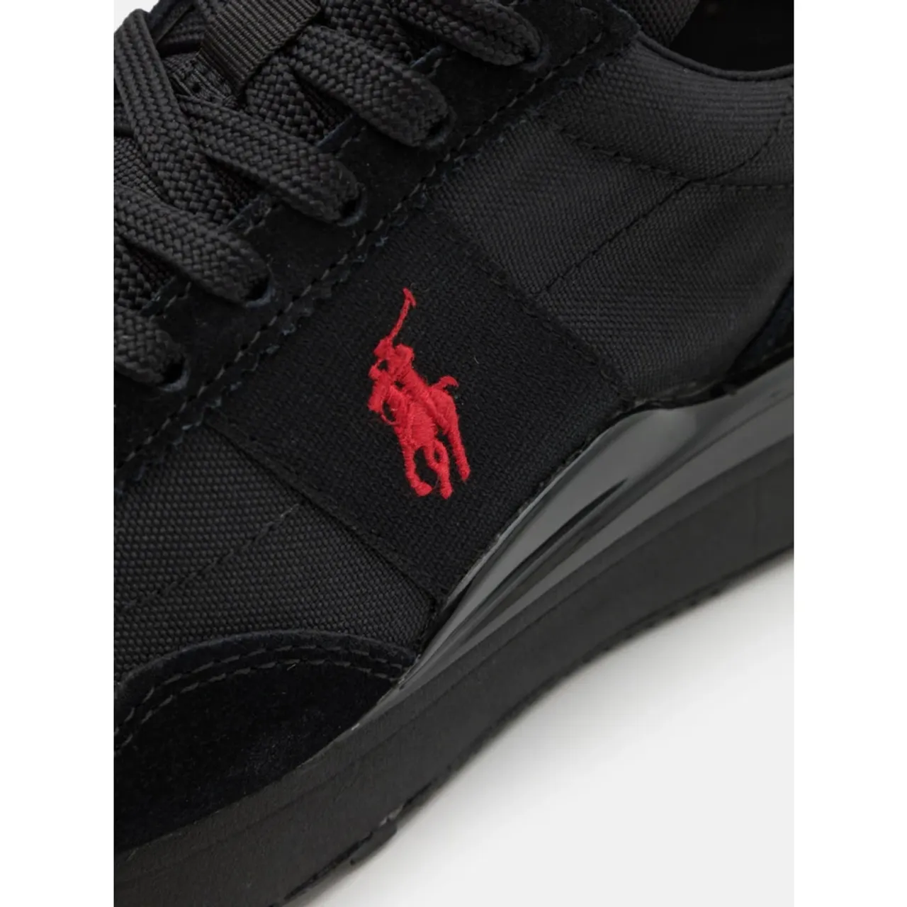 Ralph Lauren , Black Leather Heritage Court II Sneakers ,Black male, Sizes: