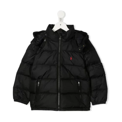 Ralph Lauren , Black Logo-Embroidered Padded Jacket ,Black male, Sizes: