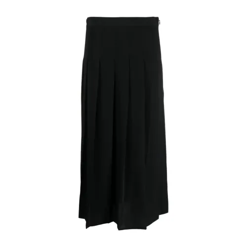 Ralph Lauren , Black Pleated High-Waisted Skirt ,Black female, Sizes: