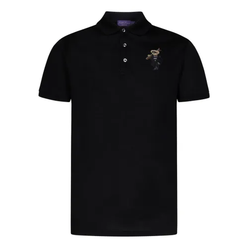 Ralph Lauren , Black Polo T-shirts with Polo Bear Patch ,Black male, Sizes: