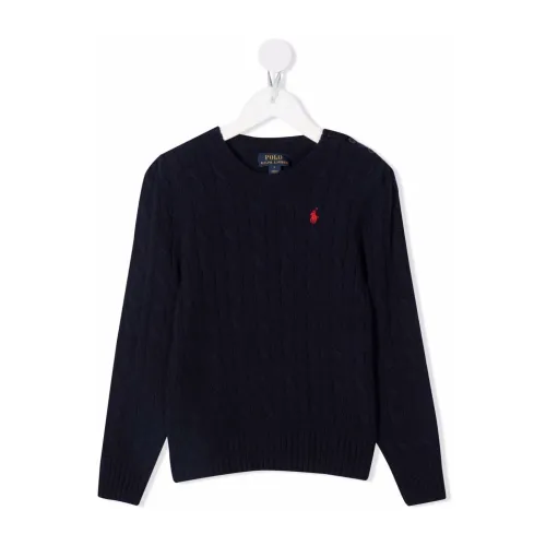 Ralph Lauren , Blue Cashmere/Wool Sweater with Embroidered Pony ,Blue female, Sizes: