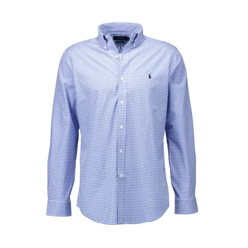 Ralph Lauren , Blue Checkered Poplin Stretch Shirt ,Blue male, Sizes: