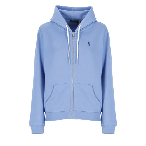 Ralph Lauren , Blue Cotton Hoodie with Pony Logo ,Blue female, Sizes: