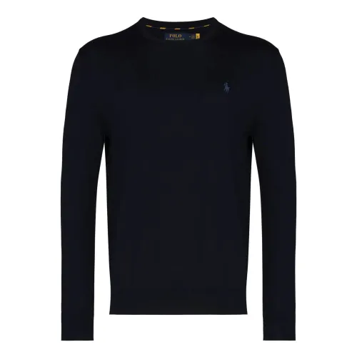 Ralph Lauren , Blue Cotton Jumper with Embroidered Logo ,Blue male, Sizes: