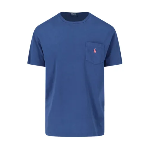 Ralph Lauren , Blue Cotton Logo T-Shirt ,Blue male, Sizes: