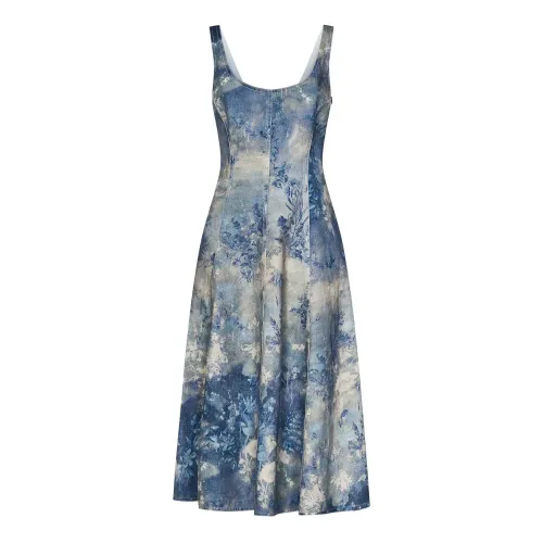 Ralph Lauren , Blue Floral Denim Midi Dress ,Multicolor female, Sizes: