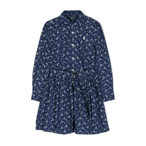 Ralph Lauren , Blue Floral Shirtdress for Girls ,Blue female, Sizes: