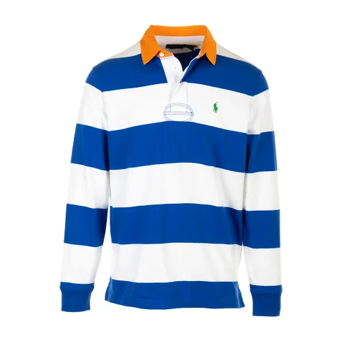 Ralph Lauren , Blue Long Sleeve Rugby T-shirts and Polos ,Blue male, Sizes: