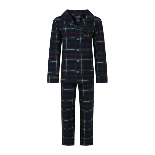 Ralph Lauren , Blue Tartan Cotton Pajamas ,Blue unisex, Sizes:
