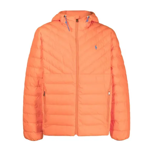 Ralph Lauren , Bomber Jacket with Hood ,Orange male, Sizes: