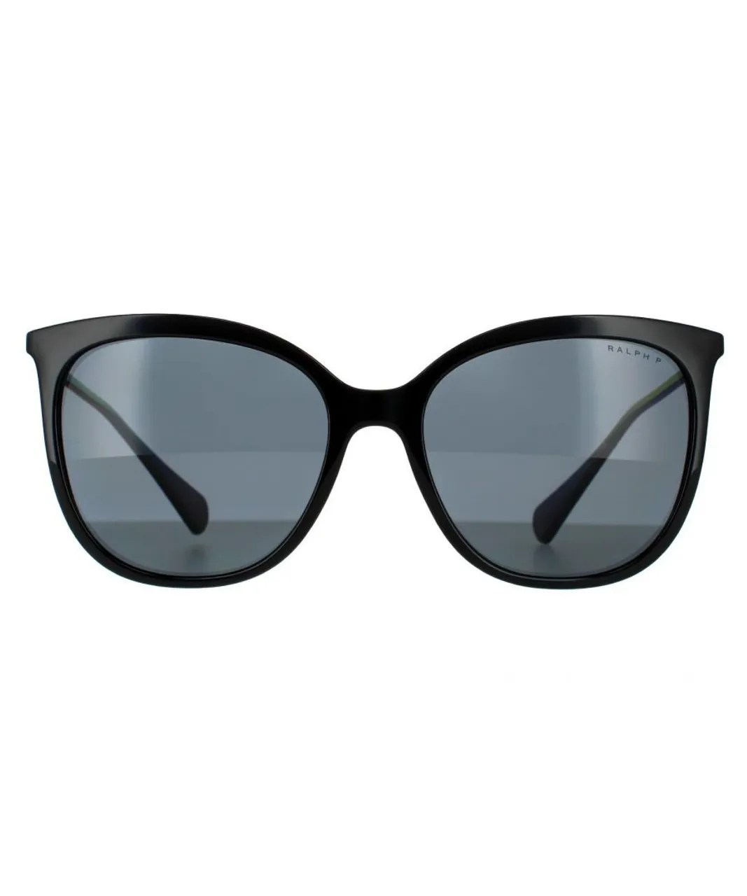 Ralph Lauren by Butterfly Womens Shiny Black Dark Grey Polarized Sunglasses - One