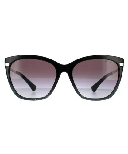 Ralph Lauren by Butterfly Womens Shiny Gradient Black Glitter Grey Sunglasses - One